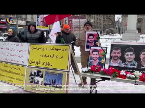 Montreal, Canada—February 3, 2024: MEK supporters rally in support of the Iranian Revolution.