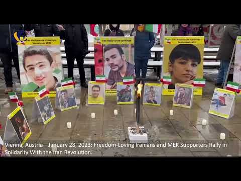Vienna, Austria—January 28, 2023: MEK Supporters Rally in Solidarity With the Iran Revolution.