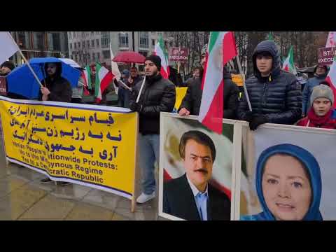 Oslo, Norway—March 2, 2024: MEK supporters held a rally to support the Iranian Revolution.