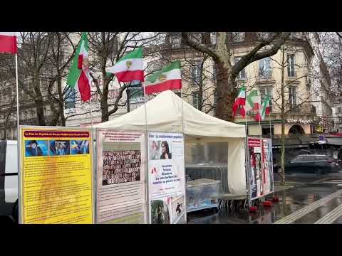 Paris—March 2, 2024: MEK Supporters Organized and Exhibition in Support of the Iranian Revolution.