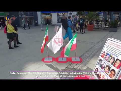 Berlin, Germany—May 8, 2024: MEK Supporters Exhibition in Solidarity With the Iranian Revolution.