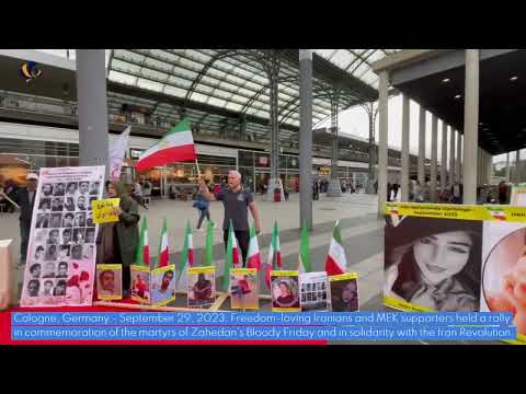 Cologne - September 29, 2023: MEK supporters commemorated the martyrs of Zahedan&#039;s Bloody Friday