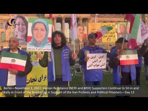 Berlin—Nov 1, 2022: MEK Supporters Continue to Rally in Support of the Iran Protests—Day 13
