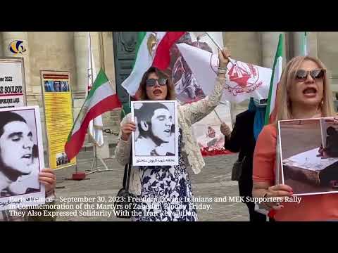 Paris, France—September 30, 2023:MEK Supporters Commemorated the Martyrs of Zahedan Bloody Friday.