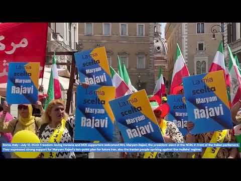 Rome, Italy—July 12, 2023: Freedom-loving Iranians and MEK supporters welcomed Mrs. Maryam Rajavi.