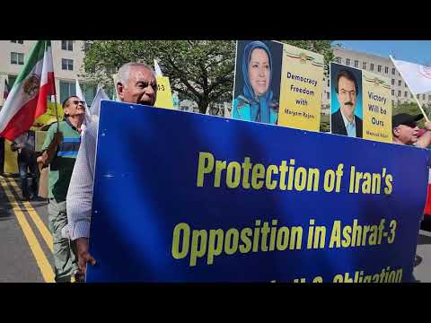 Washington, DC - Aug 18, 2023: MEK supporters held a rally in front of the US Department of State