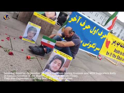 Salzburg, Austria—Sep 30, 2023: MEK Supporters Commemorated the Martyrs of Zahedan Bloody Friday