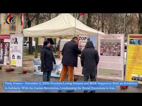 Paris—December 5, 2023: MEK Supporters Held an Exhibition in Solidarity With the Iranian Revolution.