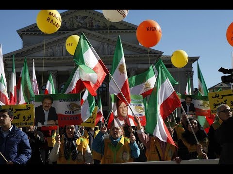 MEK supporters march on the streets of Munich to denounce Javad Zarif&#039;s presence at #MSC2019