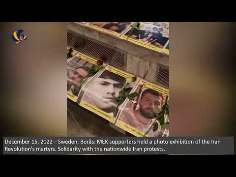 Dec 15, 2022—Sweden, Borås: MEK supporters held a photo exhibition of the Iran Revolution&#039;s martyrs.