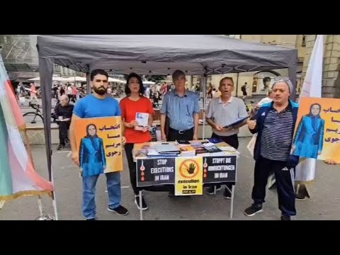 Bern—July 22, 2024: MEK supporters held an exhibition condemning the criminal executions in Iran.
