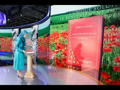 Maryam Rajavi paying tribute to the Resistance’s martyrs at the FreeIran Gathering