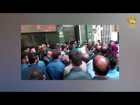 TEHRAN, Iran. Apr. 8, 2018: Protest gathering of creditors of &#039; Alborz&#039; financial institution
