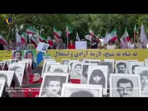 Paris—July 20, 2024: Rally Against the Mullahs Judiciary Regarding the Sham Trial of PMOI Members.