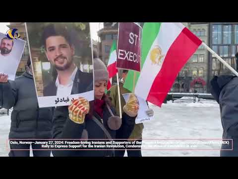 Oslo, Norway—January 27, 2024: MEK Supporters Rally Condemning the Wave of Executions in Iran.