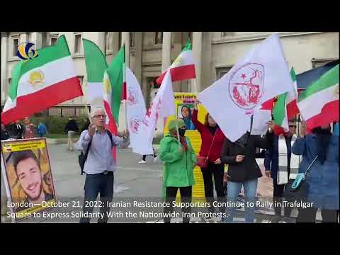 London—October 21, 2022: Iranian Resistance Supporters Continue to Rally in Support of Iran Protests