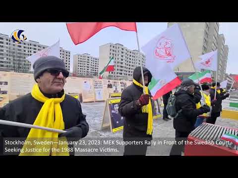 Stockholm—January 23, 2023: MEK Supporters Rally in Front of the Swedish Court, Seeking Justice.