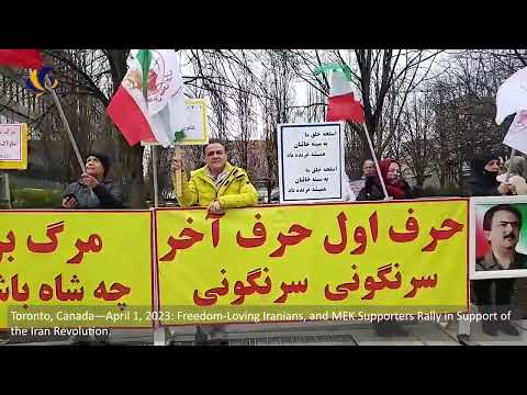 Toronto, Canada—April 1, 2023: MEK Supporters Rally in Support of the Iran Revolution.