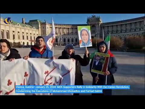 Vienna, Austria—January 25, 2024: MEK Supporters Rally in Solidarity With the Iranian Revolution.