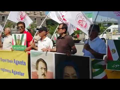 تجمع اشرف‌نشانها و هواداران مجاهدین خلق در اعتراض به حضور مزدوران وزارتی در سوئد- مقابل پارلمان سوئد