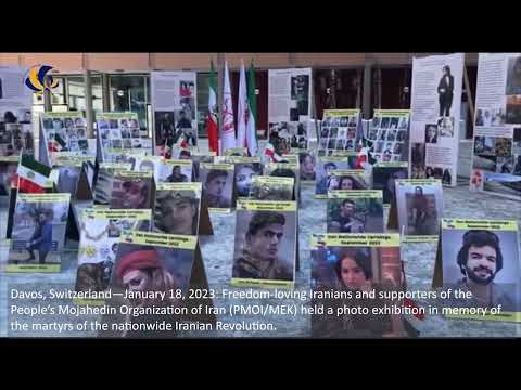 Davos—January 18, 2023: MEK Supporters Held a Photo Exhibition in Support of the Iran Revolution.