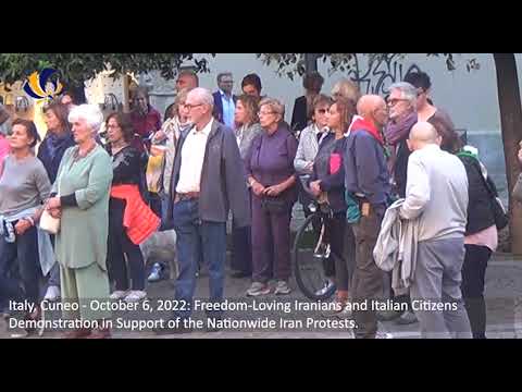 Italy, Cuneo - Oct 6, 2022: Iranians and Italian Citizens Demonstration in Support of Iran Protests.