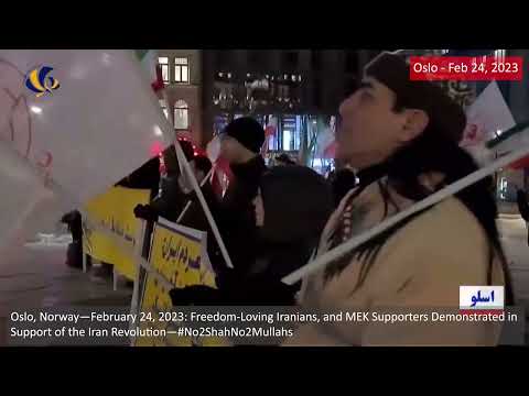 Oslo, Norway—February 24, 2023: MEK Supporters Demonstrated in Support of the Iran Revolution