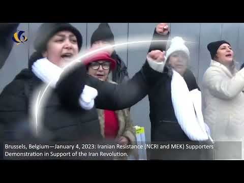 Brussels—January 4, 2023: MEK Supporters Demonstration in Support of the Iran Revolution