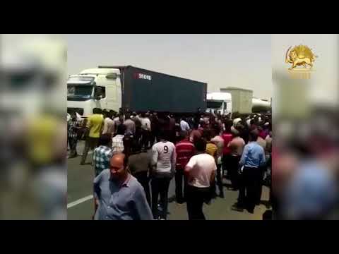 YAZD, Iran, May 23, 2018. Protesting truck drivers blocked the main highway from Tehran to Kerman