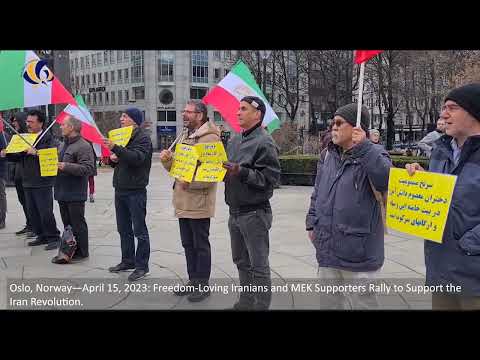 Oslo, Norway—April 15, 2023: MEK Supporters Rally to Support the Iran Revolution.