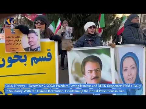 Oslo—Dec 2, 2023: MEK Supporters Held a Rally in Solidarity With the Iranian Revolution.