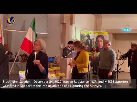 Stockholm—Dec 24, 2022: MEK Supporters Gathered in Support of Iran Protests, Honoring the Martyrs