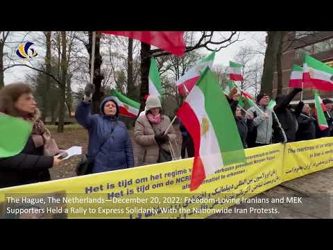 The Hague—December 20, 2022: MEK Supporters Rally in Support of the Nationwide Iran Protests.