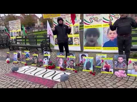 Copenhagen, Denmark - October 27, 2023: MEK supporters rally in solidarity with the Iran Revolution