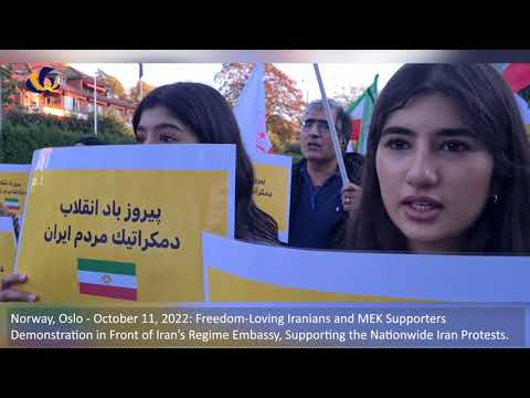 Norway, Oslo—October 11, 2022: MEK Supporters Demonstration, Supporting the Nationwide Iran Protests