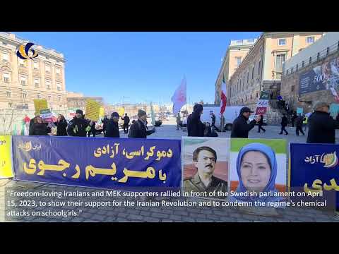 Stockholm—April 15, 2023: MEK supporters rally in support of the Iran Revolution.