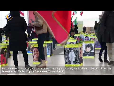 Paris, France—December 10, 2022: MEK Supporters Rally, Condemning the Execution of Mohsen Shekari