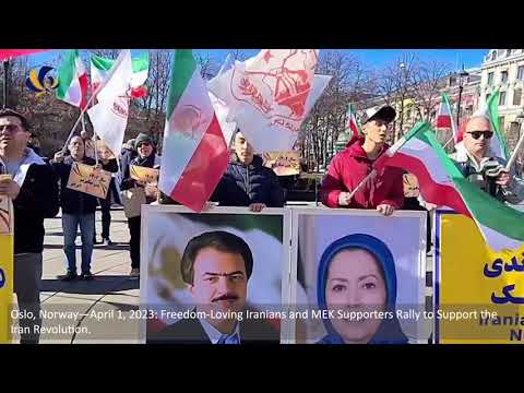 Oslo, Norway—April 1, 2023: MEK Supporters Rally to Support the Iran Revolution