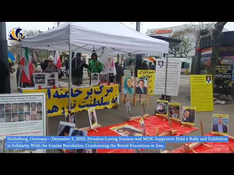 Heidelberg—Dec 2, 2023: MEK Supporters Held an Exhibition in Solidarity With the Iranian Revolution.