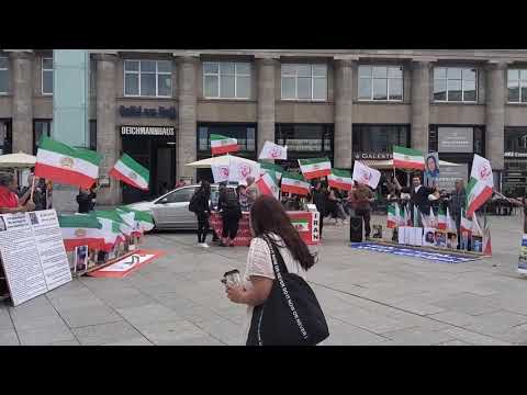 Cologne, Germany—May 18, 2024: MEK Supporters Rally in Solidarity With the Iranian Revolution.