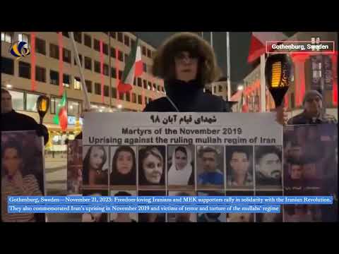Gothenburg, Sweden—November 21, 2023: MEK supporters rally in solidarity with the Iranian Revolution