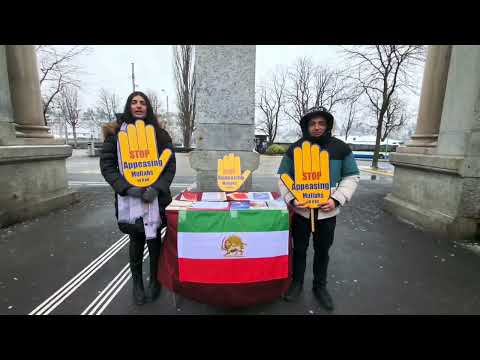 Lucerne—Jan 11, 2024: MEK Supporters Held an Exhibition in Solidarity with the Iranian Revolution.