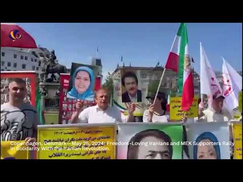Copenhagen, Denmark—May 25, 2024: MEK Supporters Rally in Solidarity With the Iranian Revolution.
