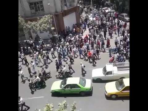 TEHRAN, Iran, June 25, 2018. Protesters chanting: Iranians, enough is enough, show your pride