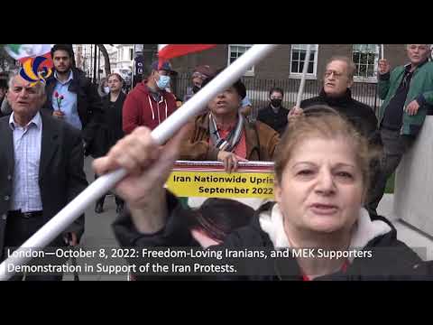 London-October 8, 2022: Iranian Resistance Supporters Demonstration in Support of the Iran Protests