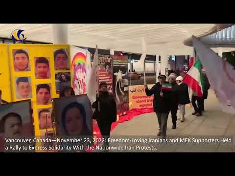 Vancouver, Canada—November 23, 2022: MEK Supporters Rally in Support of the Iran Protests
