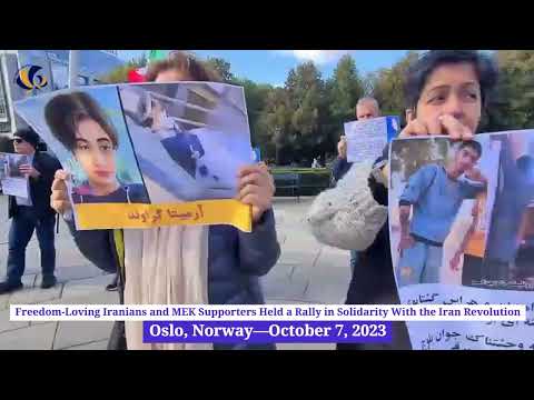 Oslo, Norway—October 7, 2023: MEK Supporters Held a Rally in Solidarity With the Iran Revolution.