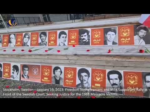 Stockholm—January 19, 2023: MEK Supporters Rally, Seeking Justice for the 1988 Massacre Victims.