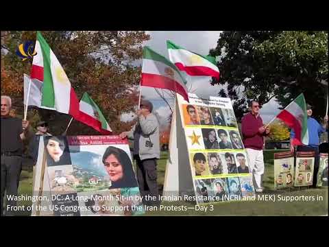 DC—Nov 1, 2022: Sit-in by MEK Supporters in Front of the US Congress to Support Iran Protests—Day 3