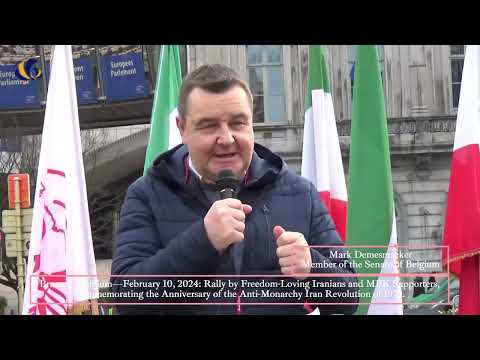 Brussels—February 10, 2024: MEK Supporters, Commemorating the Anniversary of Iran Revolution of 1979